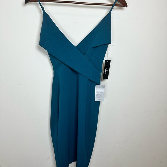 Lulus Teal Pleat Bodycon Dress XS NWT MIDI length - Picture 4 of 9